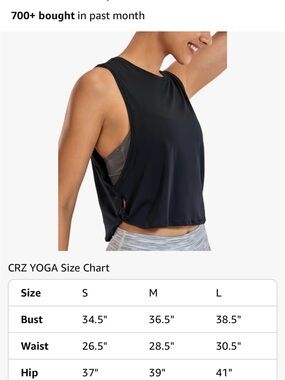 CRZ YOGA Black Cropped Sleeveless Tank with Side Tie